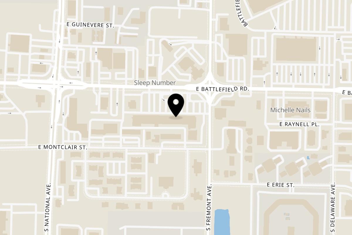 Map showing the location of Bambu Vietnamese Cuisine on 1338 E Battlefield Rd in Springfield